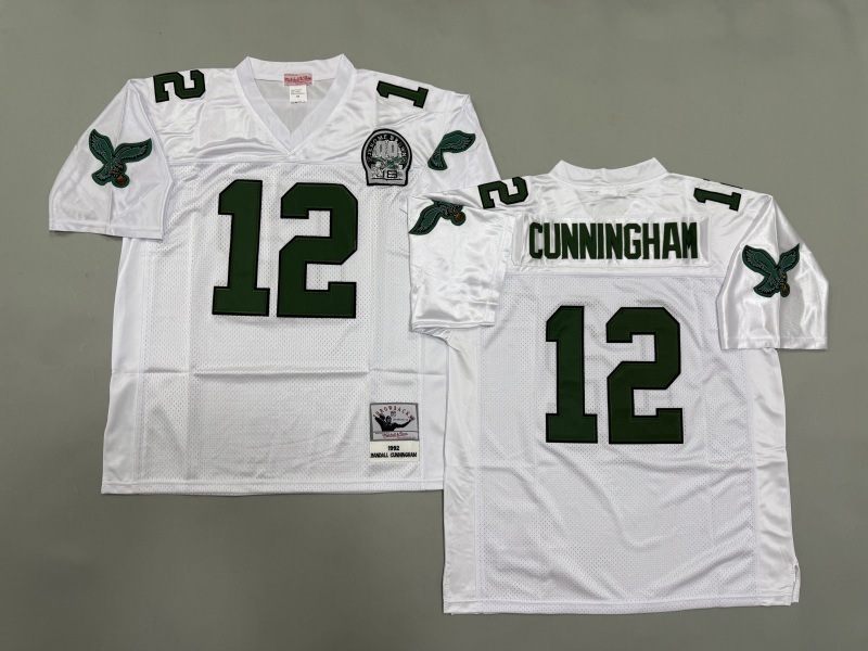 Men 2025 Philadelphia Eagles #12 Cunningham white Throwback Limited NFL Jersey style 001->philadelphia eagles->NFL Jersey